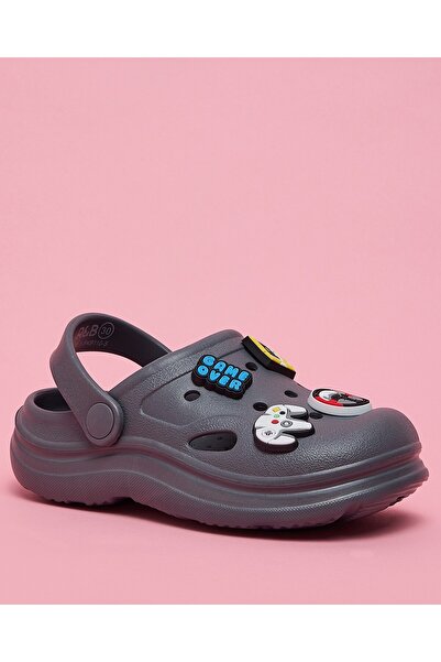 R&B Boy'S Grey Charm Detail Slingback Clogs