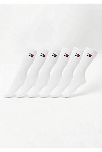 Tommy Hilfiger Unisex long ribbed socks set, 6 pairs, White, One Size