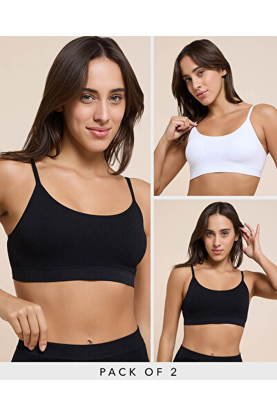 R&B 2 Pack Ribbed Padded Sports Bra