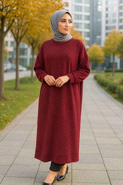 ECK MODA Women's Long Stretch Fabric Flexible Padding Patterned Tunic