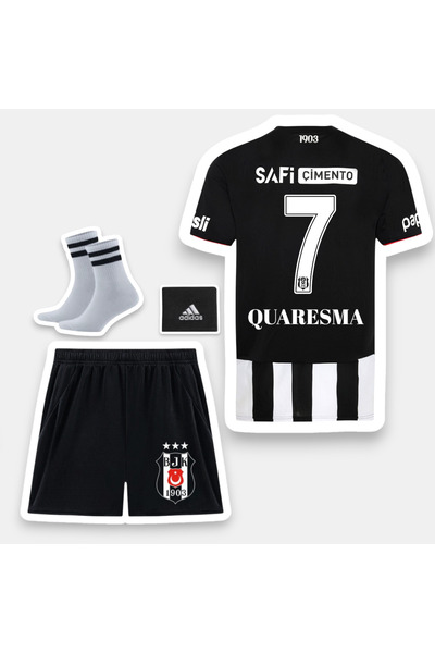 Quaxram QUARESMA 7 bêşiktâş 25/26 ÇOÇUK FUTBOL FORMASI ÇUBUKLU 4LÜ SET