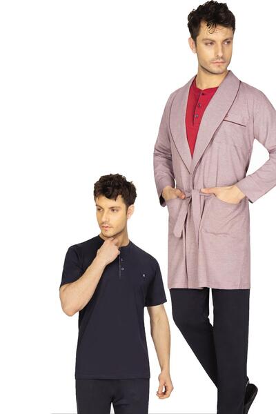 ANCELO Set de pijamale pentru bărbați din 5 piese, cu cutie, set de pijamale ...