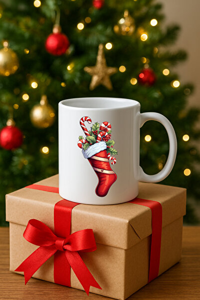 California ST Yılbaşı Konsepti Yılbaşı Çorabı Baskılı Kupa Bardak