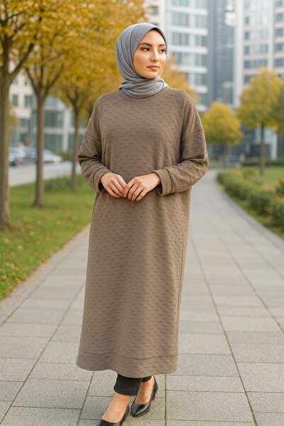 ECK MODA Women's Long Stretch Fabric Flexible Padding Patterned Tunic