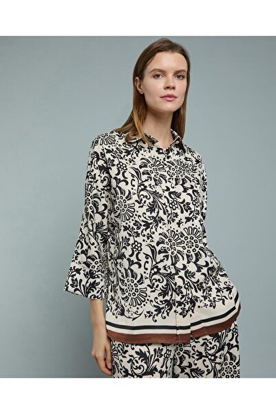 R&B Patterned Shirt With Classic Collar And 3/4 Sleeves