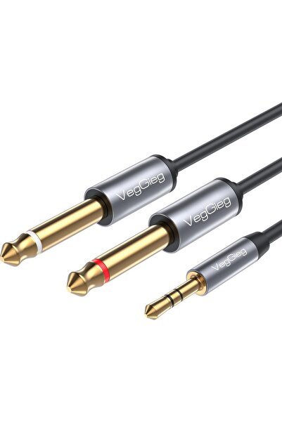 Veggieg 3.5mm To 6.35mm Stereo Trs Enstrüman Amfi Aux Ses Kablosu