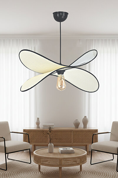 Emg DesiGn Modern Tasarım Kelebek Sarkıt Avize Krem Kumaş Salon Mutfak Oturma Odası Avizesi