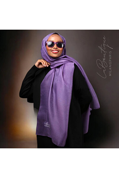 LA BOUTIQUE شال فضي - بنفسجي - 70×190