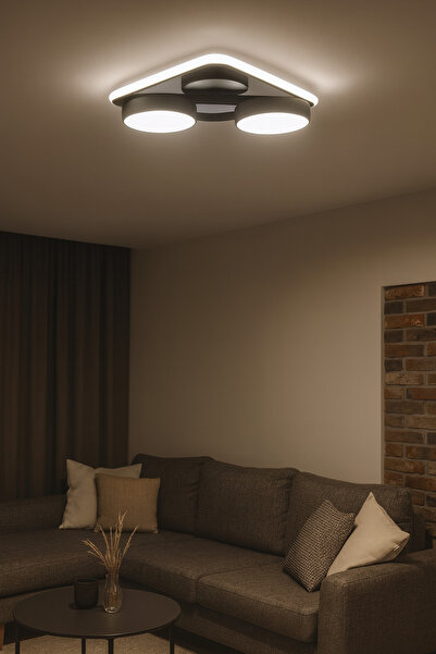 Modavize Nova Modern Hol Antre Yatak Odası Giyinme Odası Mutfak Beyaz Işık Ledli Siyah Renk 2 li Led Avize