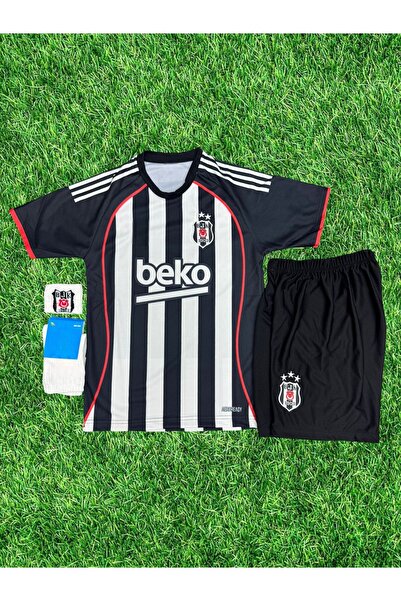 Quaxram İSİMSİZ bêşiktâş 25/26 ÇOÇUK FUTBOL FORMASI ÇUBUKLU 4LÜ SET