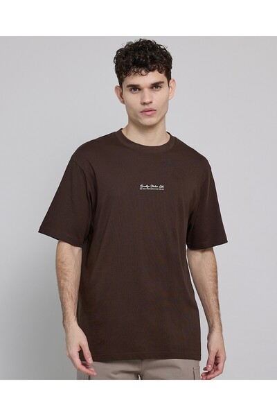 R&B Typography Print T-Shirt With Crew Neck And Short Sleeves