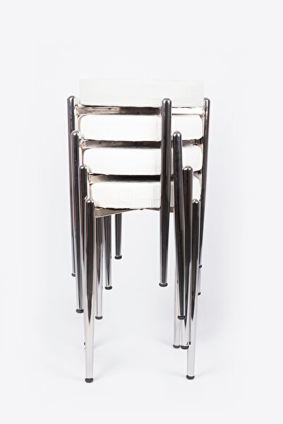 ekipmetal TABURE 4 ADET DERİ BEYAZ