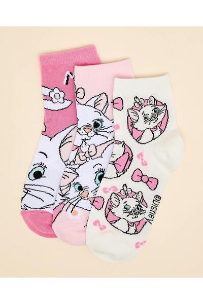 R&B Girl'S Light Pink 3 Pack Marie Print Ankle Socks