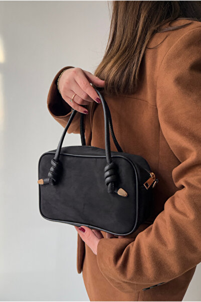 Mupa Shoes Women's Hand and Shoulder Bag Black Suede