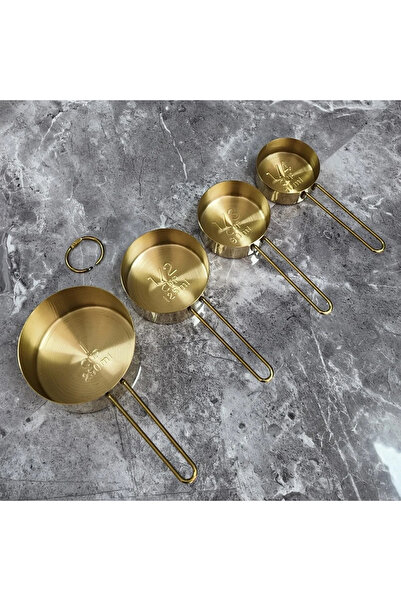 Yenimiyeni 4 Adet Büyük Boy Paslanmaz Çelik Ölçü Kaşığı Seti Ölçü Kabı 60ml 80ml 125ml 250ml