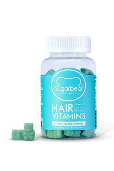 Sugarbear فيتامينات الشعر، مكمل غذائي نباتي - 60 علكة