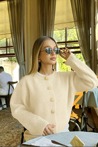 ÖZKURTOĞLU COLLECTİON Γυναικεία ζακέτα με λεπτομέρεια στον ώμο και κουμπιά σε...