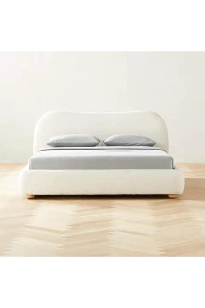 Abdo1996 سرير شانيل بيج اللون مُنجّد - سيمبل هوم