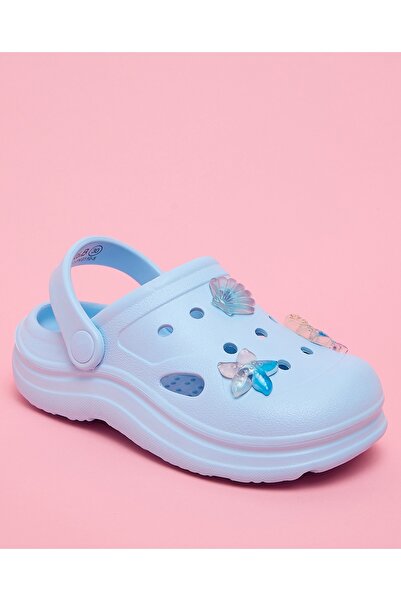 R&B Girl'S Blue Charm Detail Slingback Clogs