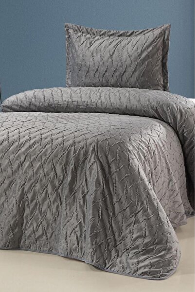 Çeyiz Diyarı غطاء سرير فاخر من القطيفة من زارا، لون رمادي