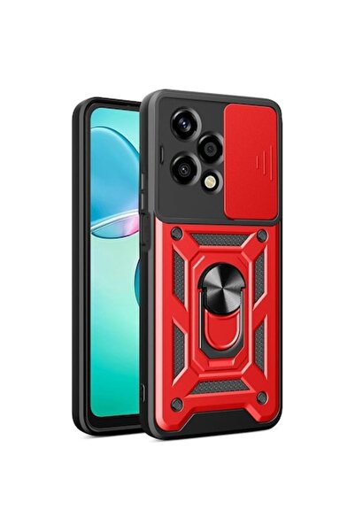 OEM Carcasă rigidă antișoc cu inel magnetic compatibilă cu Honor 200 Lite, roșie