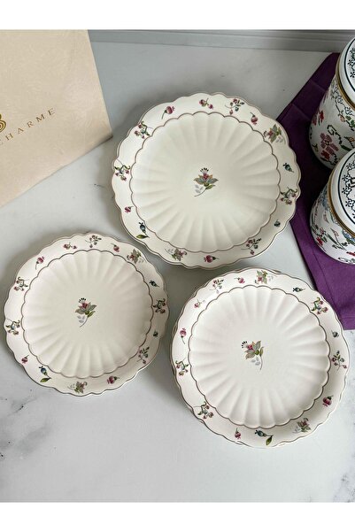 ROSSEV Luna Flower Servis Sunum Pasta Seti 7'li