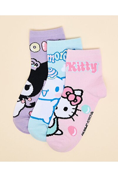 R&B 3 Pack Hello Kitty Print Ankle Socks