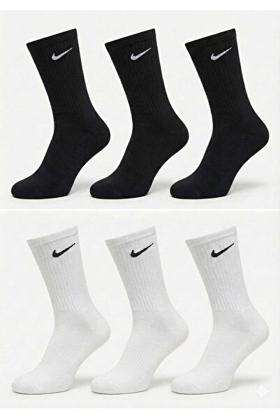 Nike Unisex long ribbed socks set, 6 pairs, White/Black, One Size