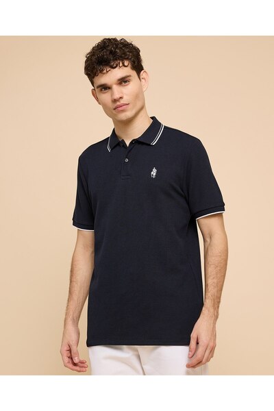 R&B Logo Embroidered Polo T-Shirt With Short Sleeves