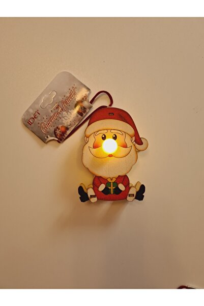 LUDIRO Wooden Christmas Tree Decoration, Luminous, with Santa Claus Figurine, 18x2 cm, Multicolor