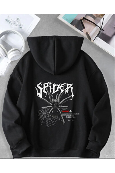 Oceanwear سويت شيرت سبايدر وايرتد سبايدر مطبوع بغطاء رأس أسود سادة