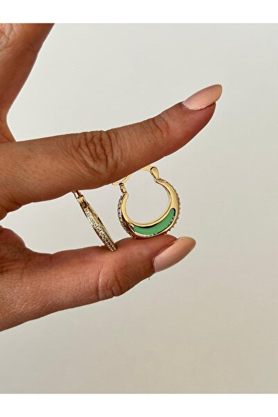 Charmist 14K Çelik Üzeri Altın Kaplama Zirkon Taşlı Küpe