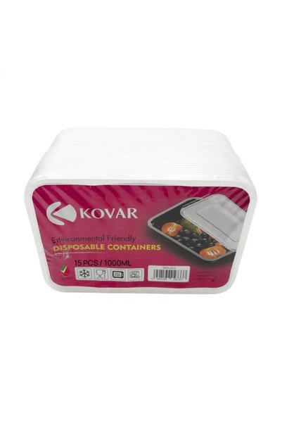 Kovar Disposable Food Box with Lid Microwavable Food Storage Container- 1000m...