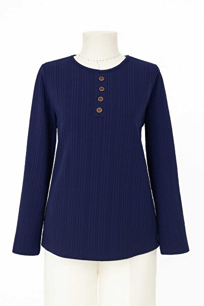 Nacar Moda Kadın Likralı Orta Yaş Ve Üzeri Kışlık Triko Parlament Anne Penye Bluz Yeni Sezon Burgu Desenli