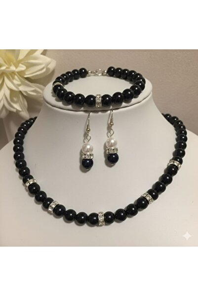 Shiklik طقم مجوهرات نسائي مكون من 3 قطع من اللؤلؤ الحجري يتضمن أقراط وسوار وق...