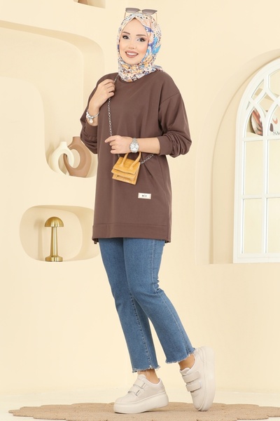 ModaMerve Arma Detaylı Spor Tunik 701PM271-MS Pudra Vizyon