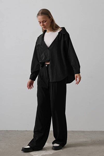 cemo Oversize Akışkan Kumaş Uzun Kollu Rahat Kalıp Gömlek