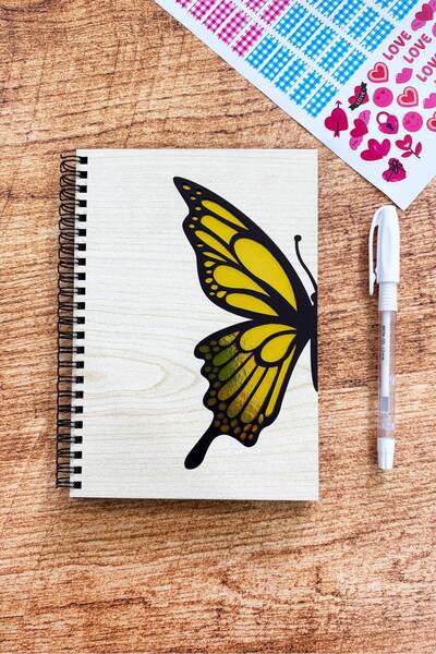 HediyeHanesi دفتر ذكريات بغلاف خشبي وصفحات سوداء، ألبوم صور، مع قلم جل أبيض و...