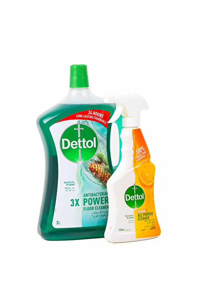 Dettol Antibacterial Power Floor Cleaner Pine Saint 3Ltr+500Ml Lemon Squeeze Cleaner