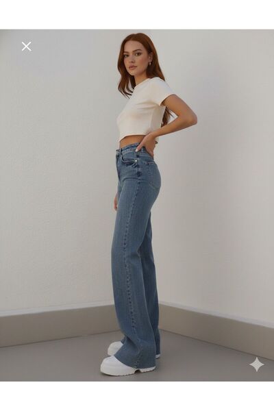 NWC Ofelia material elastic Pantaloni casual pentru femei, albastru, cu spăla...