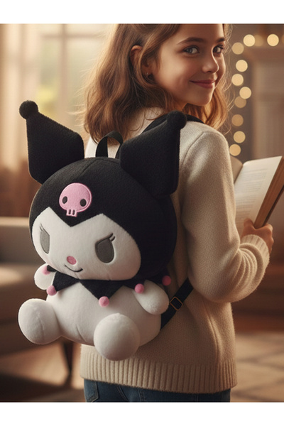 moryconcept Sevimli Peluş Kuromi Sırt Çantası Çocuklar İçin Yumuşak Oyuncak Ç...
