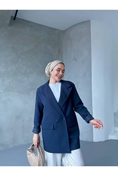 GKBUTİK Blazer ceket lacivert düğmeli