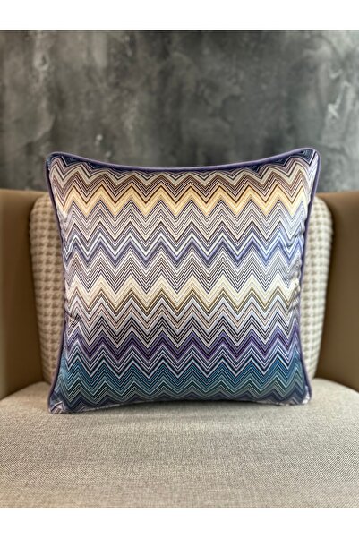 Fabricland Husă de pernă din catifea de mătase importată, cu model chevron, 4...