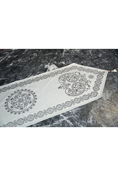 Komana Art سجادة مزخرفة بنمط عرقي مع شراشيب - قطن طبيعي، غطاء طاولة زخرفي