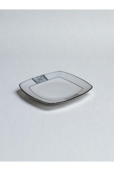 WDA Square Ceramic small Plate with Black & Grey Pattern.