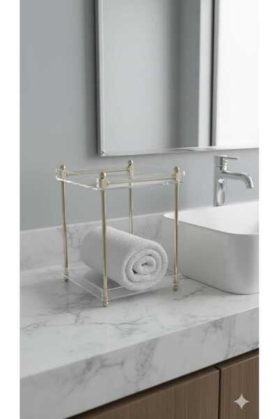 innossa pleksi dekorasyon 2-Tier Organizer and Organizer with Shiny Gold Brass Details