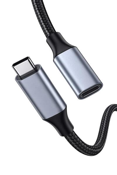 Pmr 1 metre Type C Uzatma Kablosu İp örgülü Erkek Dişi Veri Aktarım ve Şarj U...