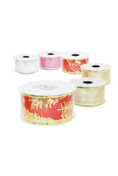 LUDIRO Set of 6 Christmas Decorative Ribbons, Width 3.8 cm, Length 2.5 m, Multicolor