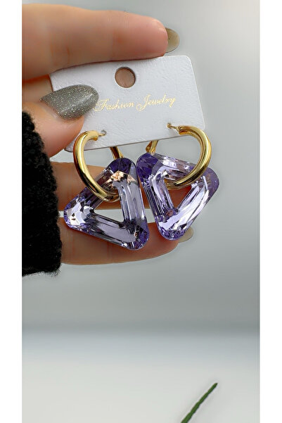 HOSBUTIK Gold lilac color earrings