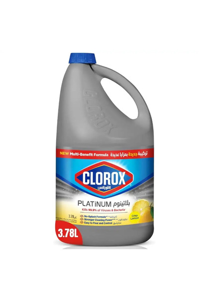 Clorox Platinum Liquid Bleach With Crisp Lemon, Kills 99.9percent of Virus And Bacteria- 3.78Ltr